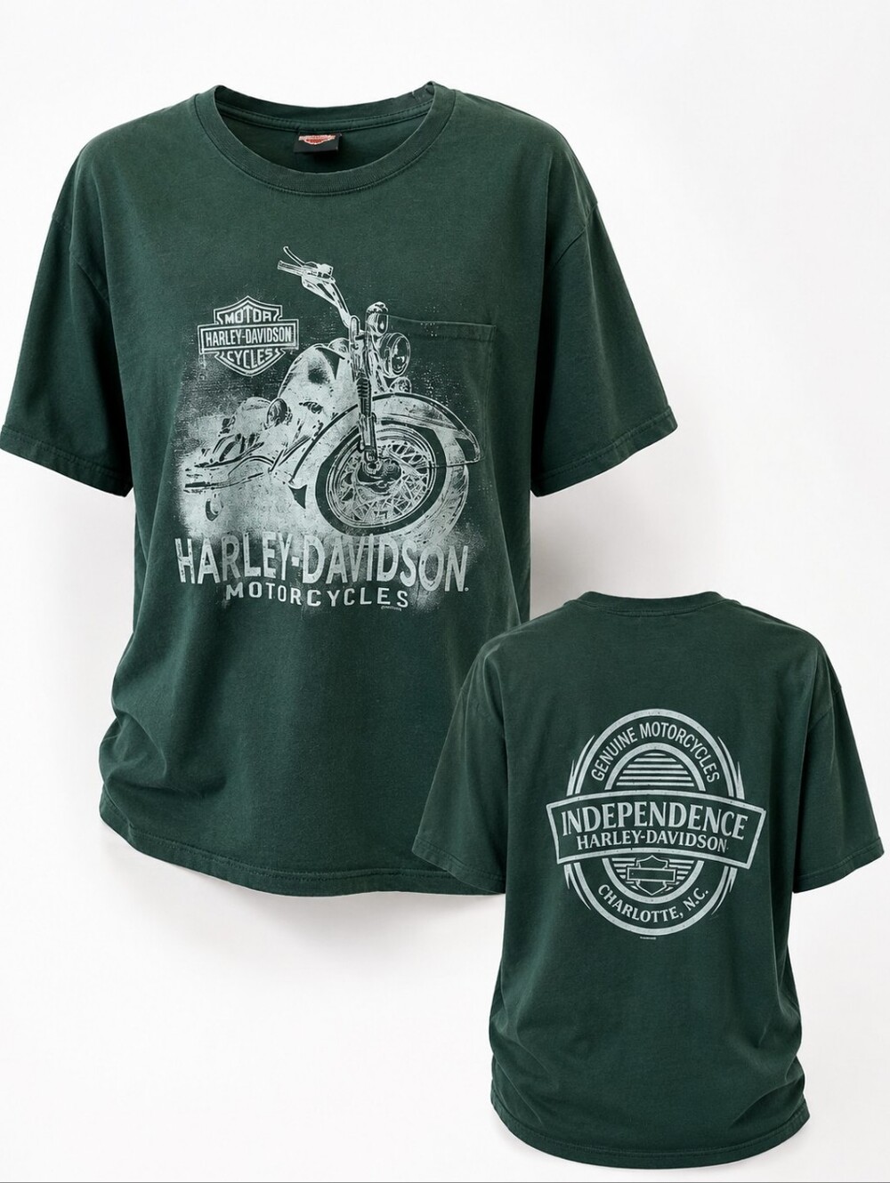 Harley-Davidson Hunter Green Front & Back Graphic T-Shirt Charlotte, NC